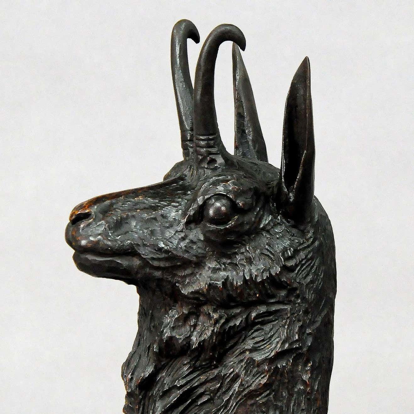 Large Carved Wood Chamois Sculpture Black Forest Circa 1900 photo 2437.0