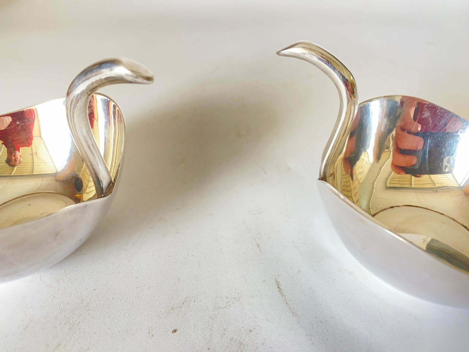 Pair Of Silver Plate Metal Bowl Or Vide Poche, France, 1940 photo vintage