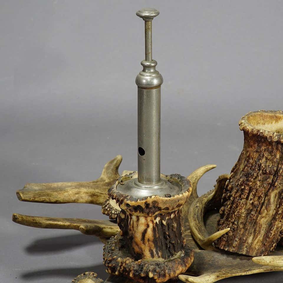 Antique Antler Smoking Desk Set, Circa 1900 photo Home Decor