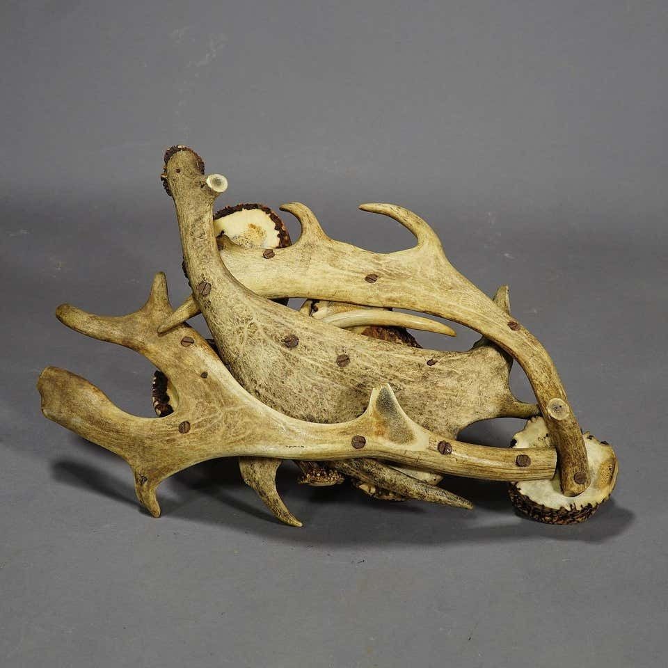 Antique Antler Smoking Desk Set, Circa 1900 photo vinterior
