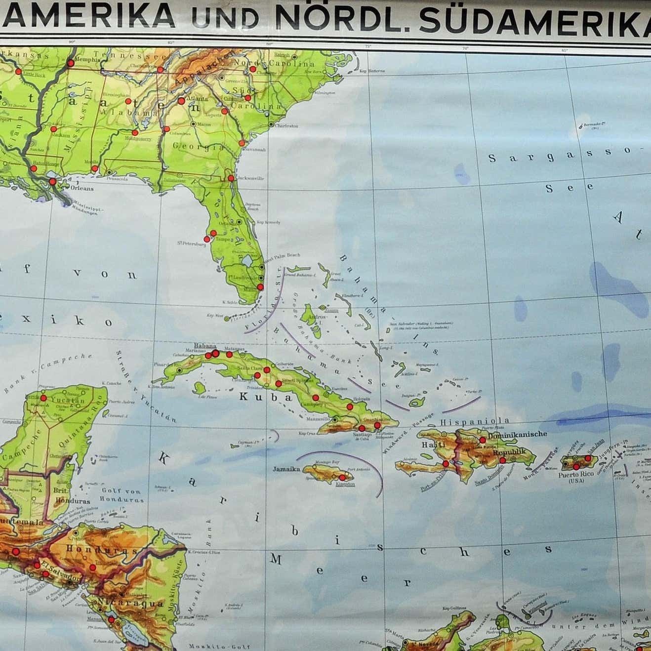 Large Rollable Map Central America Northern South America Wall Chart Poster photo furniture