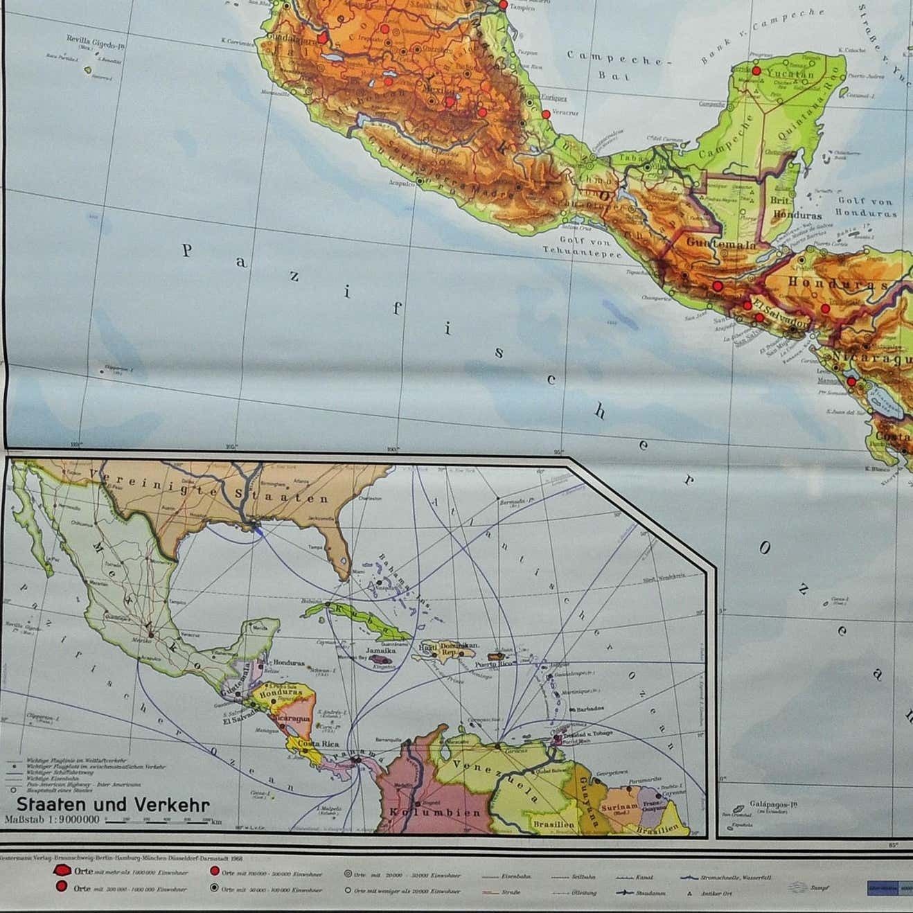 Large Rollable Map Central America Northern South America Wall Chart Poster photo Art
