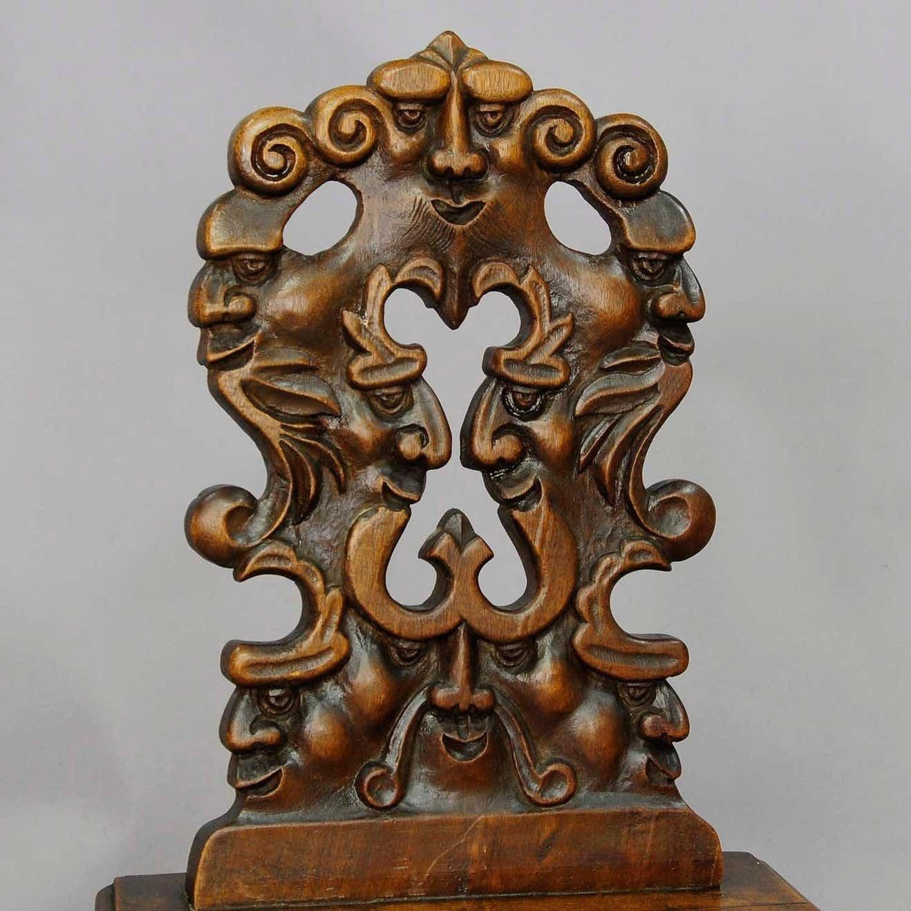 Pair Renaissance Style Carved Children Chairs, Ca. 1890 photo for sale