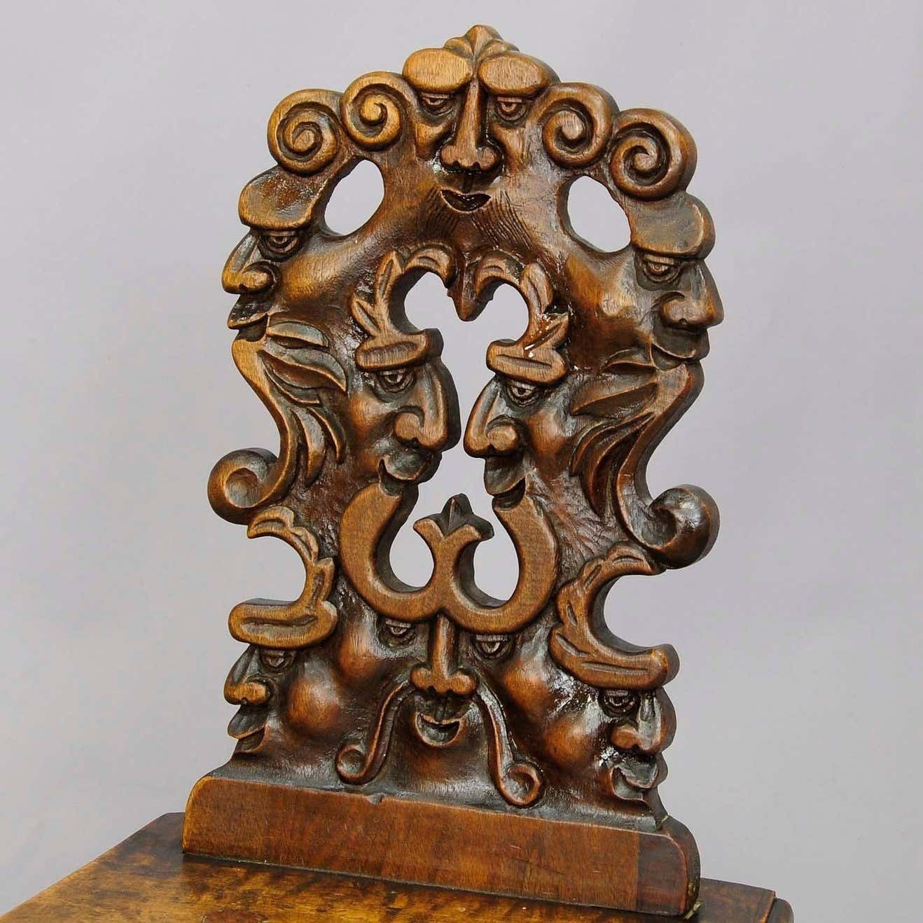 Pair Renaissance Style Carved Children Chairs, Ca. 1890 photo Furniture