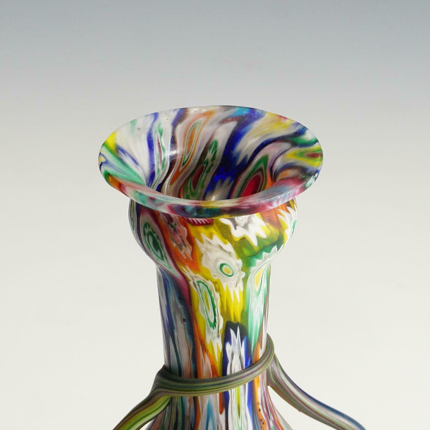Multicoloured Fratelli Toso Millefiori Murrine Vase, Murano Early 20th Century photo 953.0