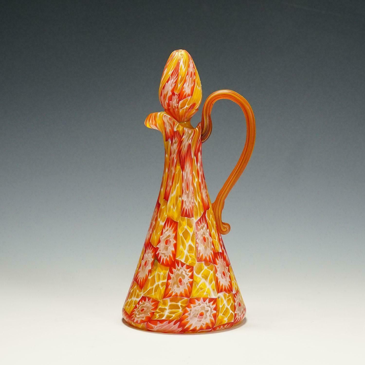 Antique Millefiori Jug With Handles By Fratelli Toso, Murano, Circa 1920 photo furniture