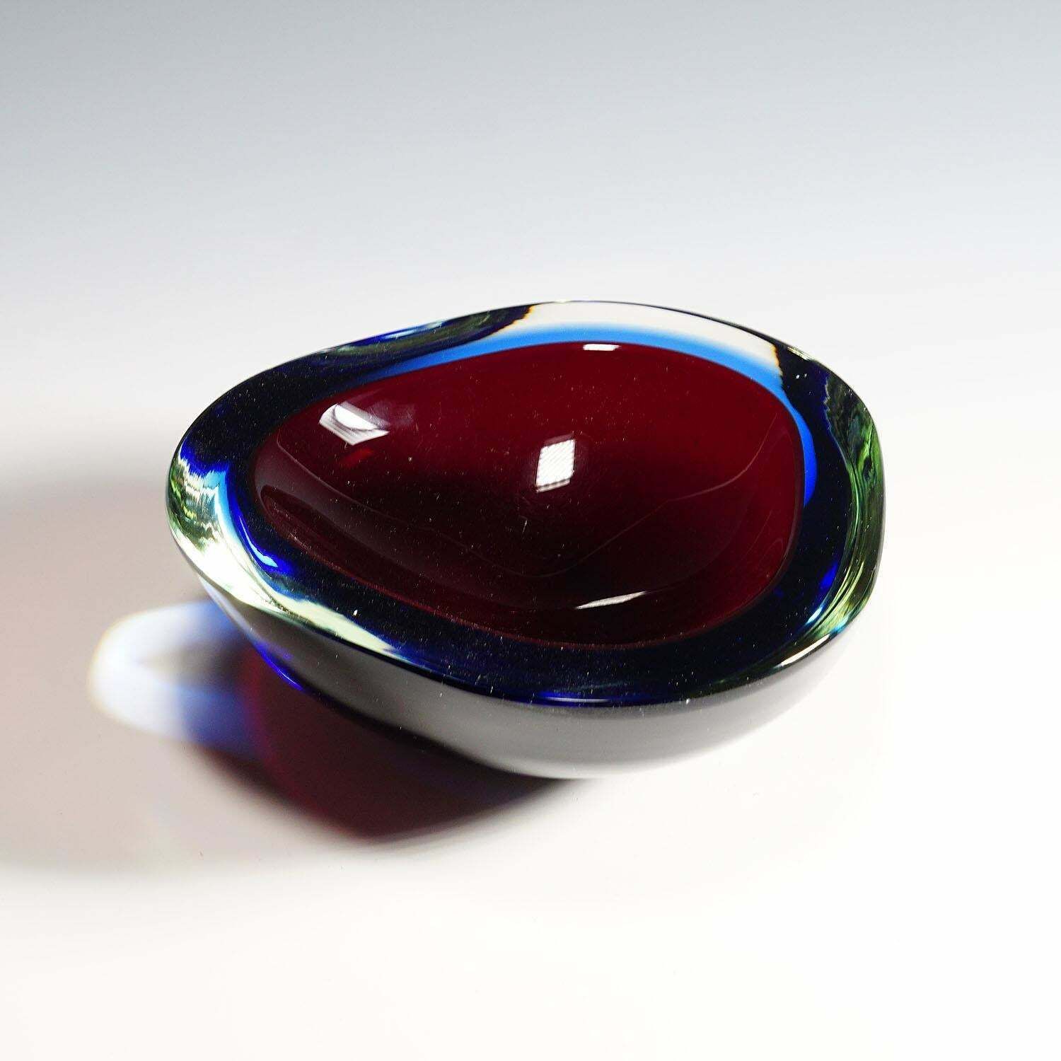 Mid Century Modern Murano Sommerso Art Glass Bowl 1960s photo furniture