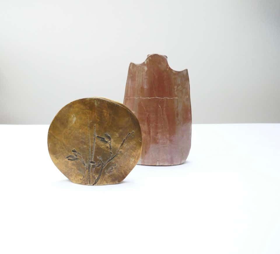 Mid Century Sculptural Terracotta Vase, France photo vintage