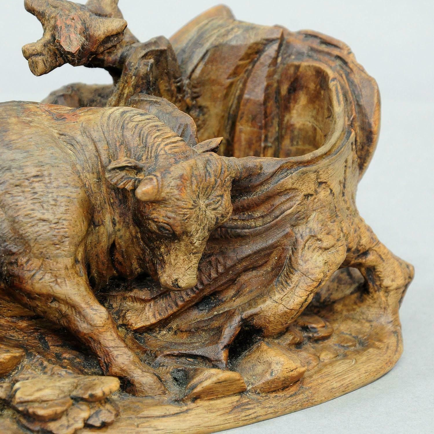 Finely Carved Statue Of A Bull, Black Forest Ca. 1900 photo Art