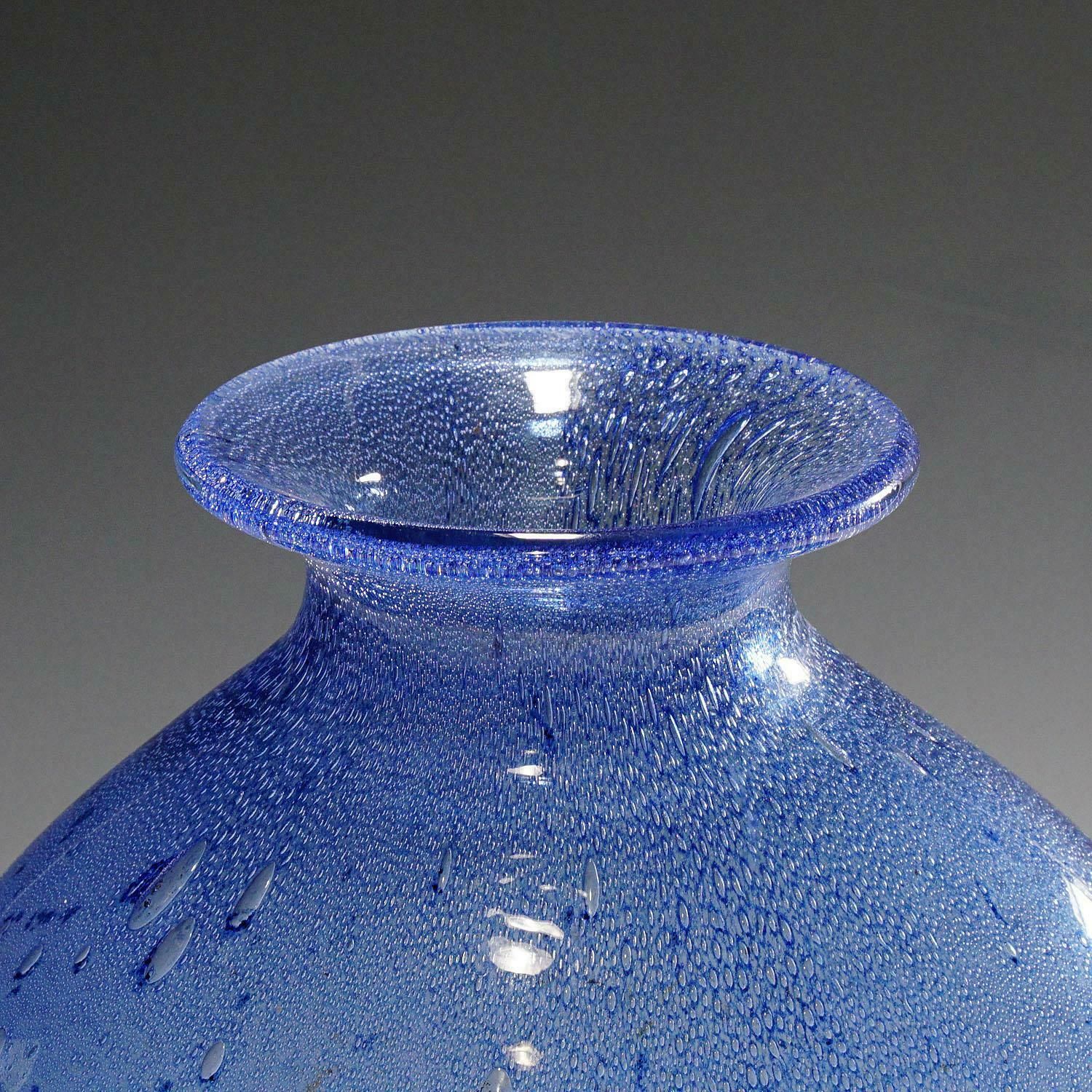 Monumental Ercole Barovier, Barovier & Toso Efeso Blue Vase, 1964 photo buy