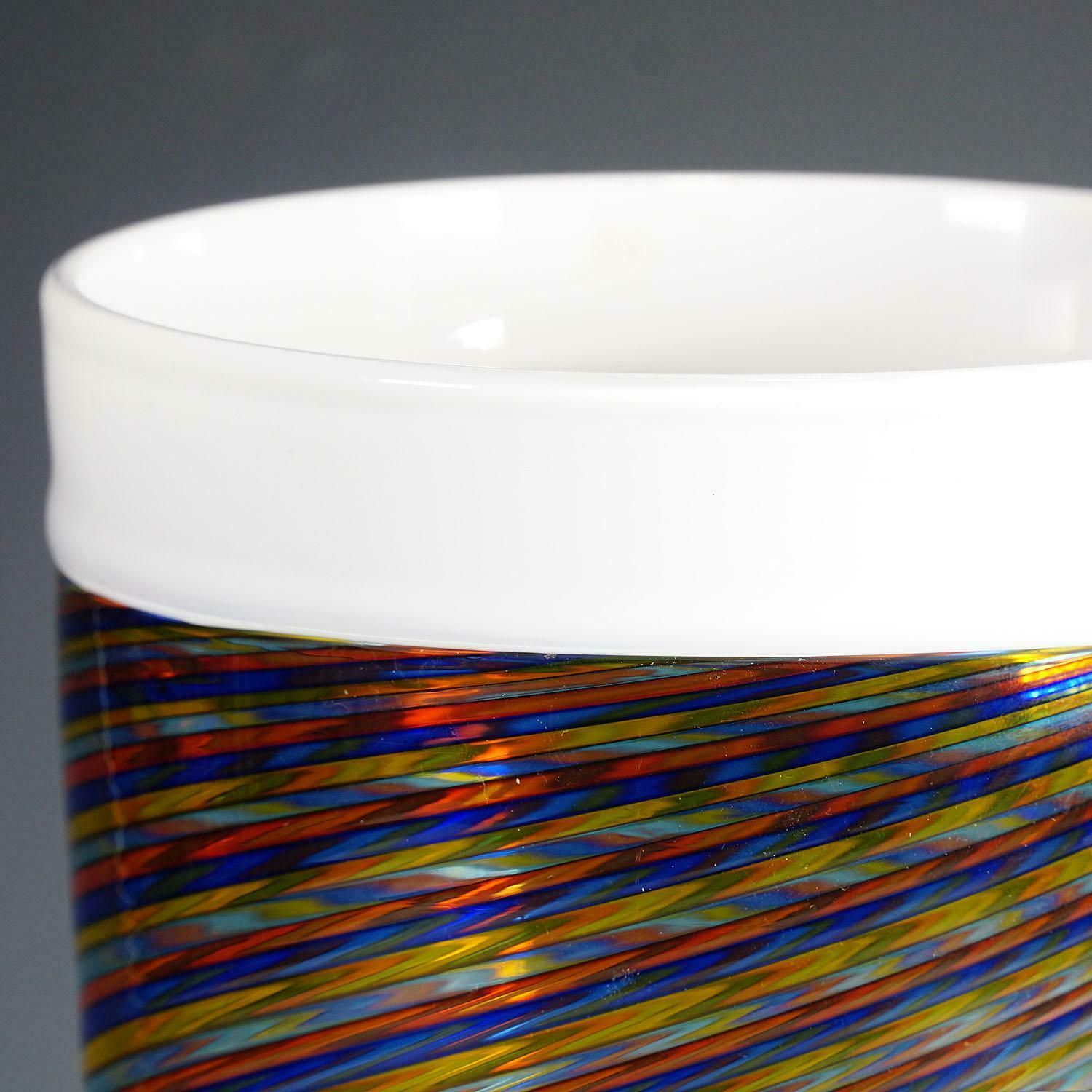 Large Cenedese Filigrana Art Glass Vase With Multicoloured Bands photo 2283.0