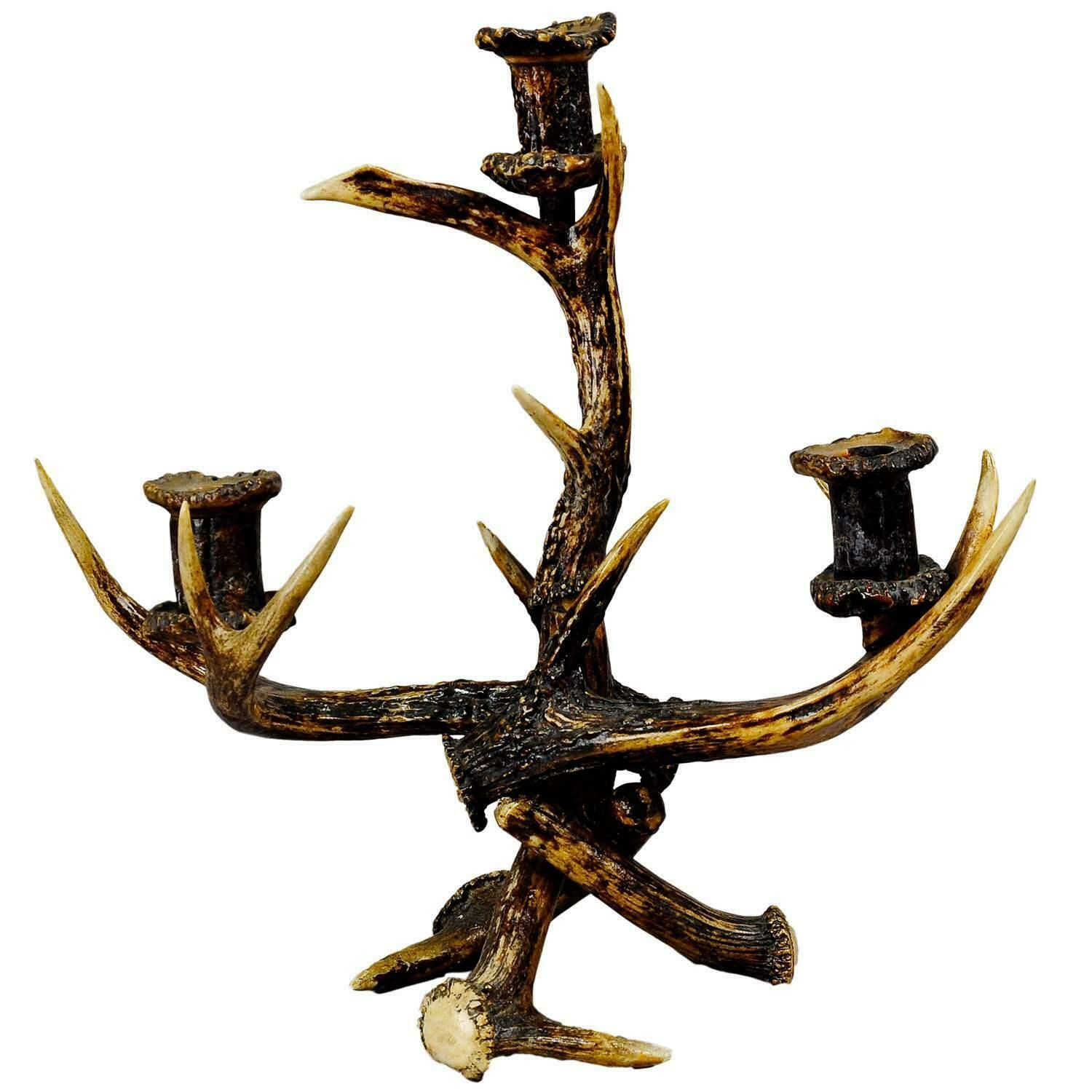 Decorative Antique Antler Candelabra With Three Spouts, 1900 photo furniture