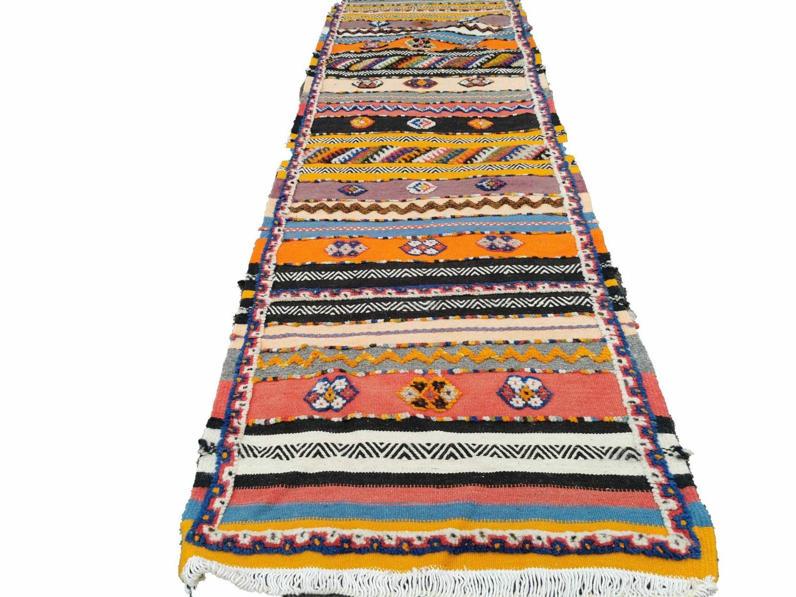 R179  Handmade Moroccan Berber Runner Rug 8.5 ×2.1 Ft. Hand Woven/ 26×68 Cm photo for sale