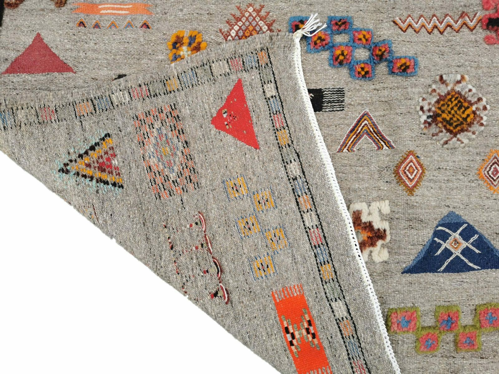 R176/ 8.6×4.5 Ft/ Large Grey Moroccan Berber Rug. Hand Embroidery photo buy