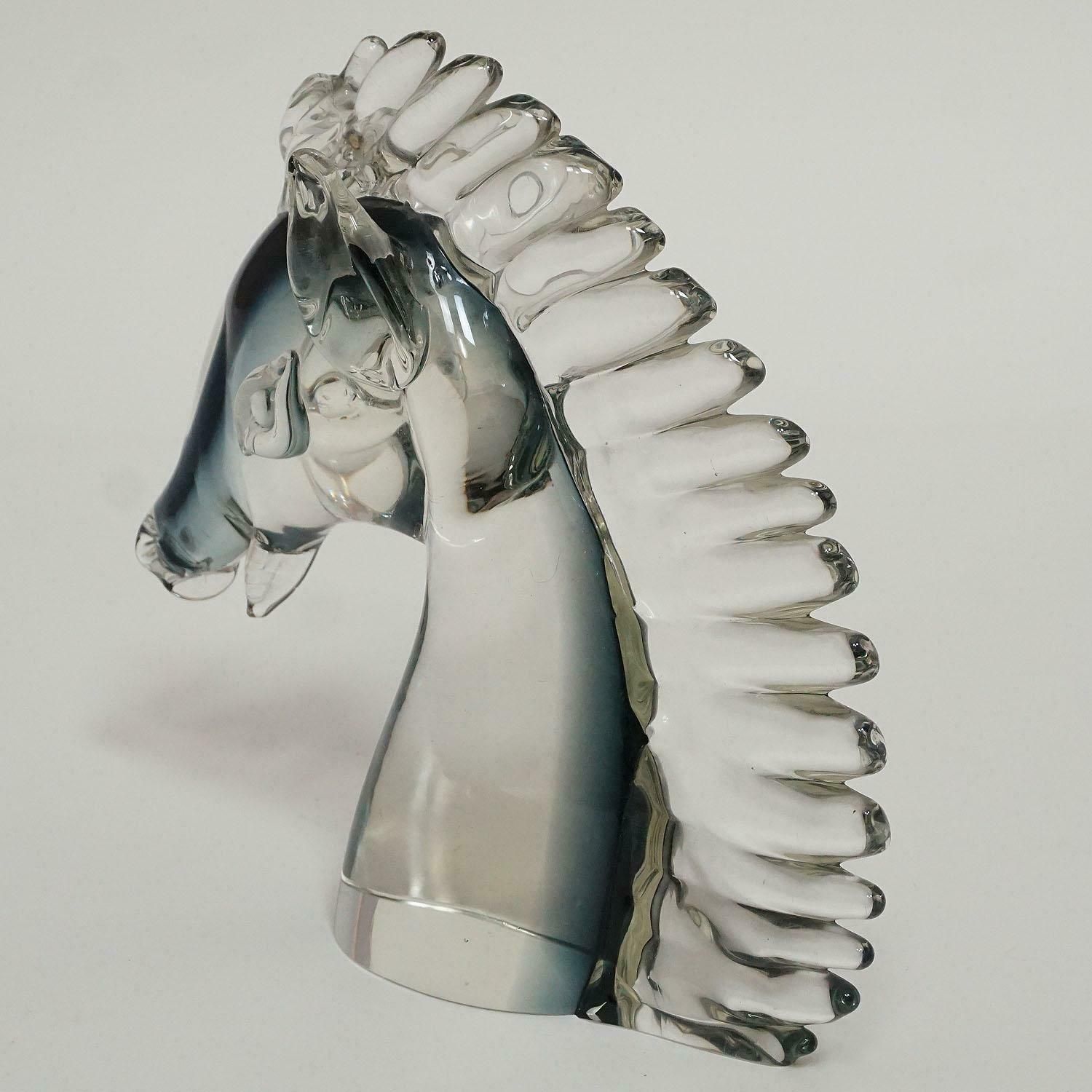 Stylized Murano Horse Head Sculpture In Sommerso Glass photo buy
