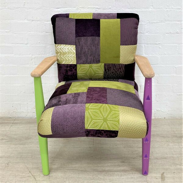 photo furniture Pair Of Parker Knoll Mid Century Easy Chairs In Patchwork Velvets