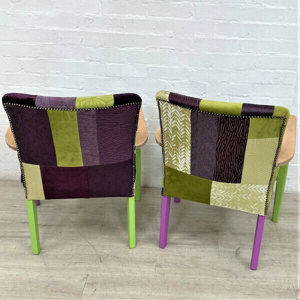 photo for sale Pair Of Parker Knoll Mid Century Easy Chairs In Patchwork Velvets