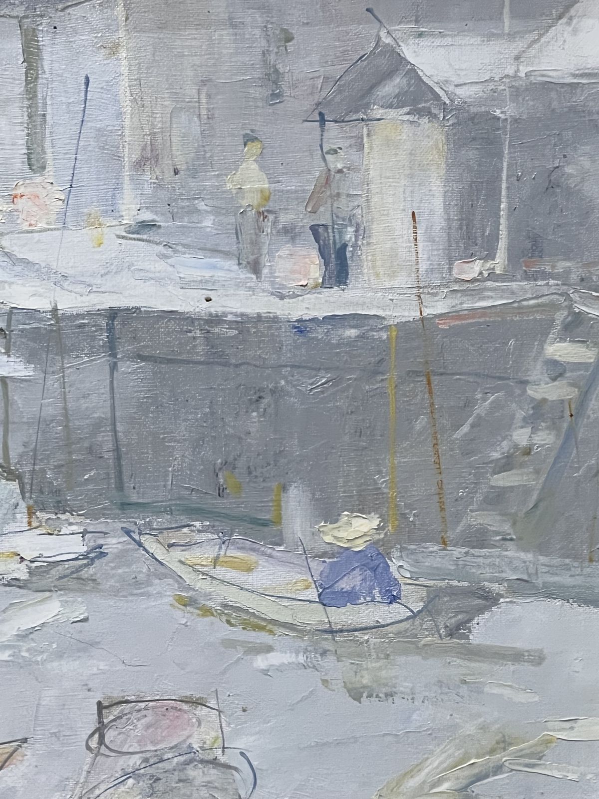 Impressionist 'Canal Vendors In Thailand' Artwork By Thai Artist Patamares Livisit photo vintage