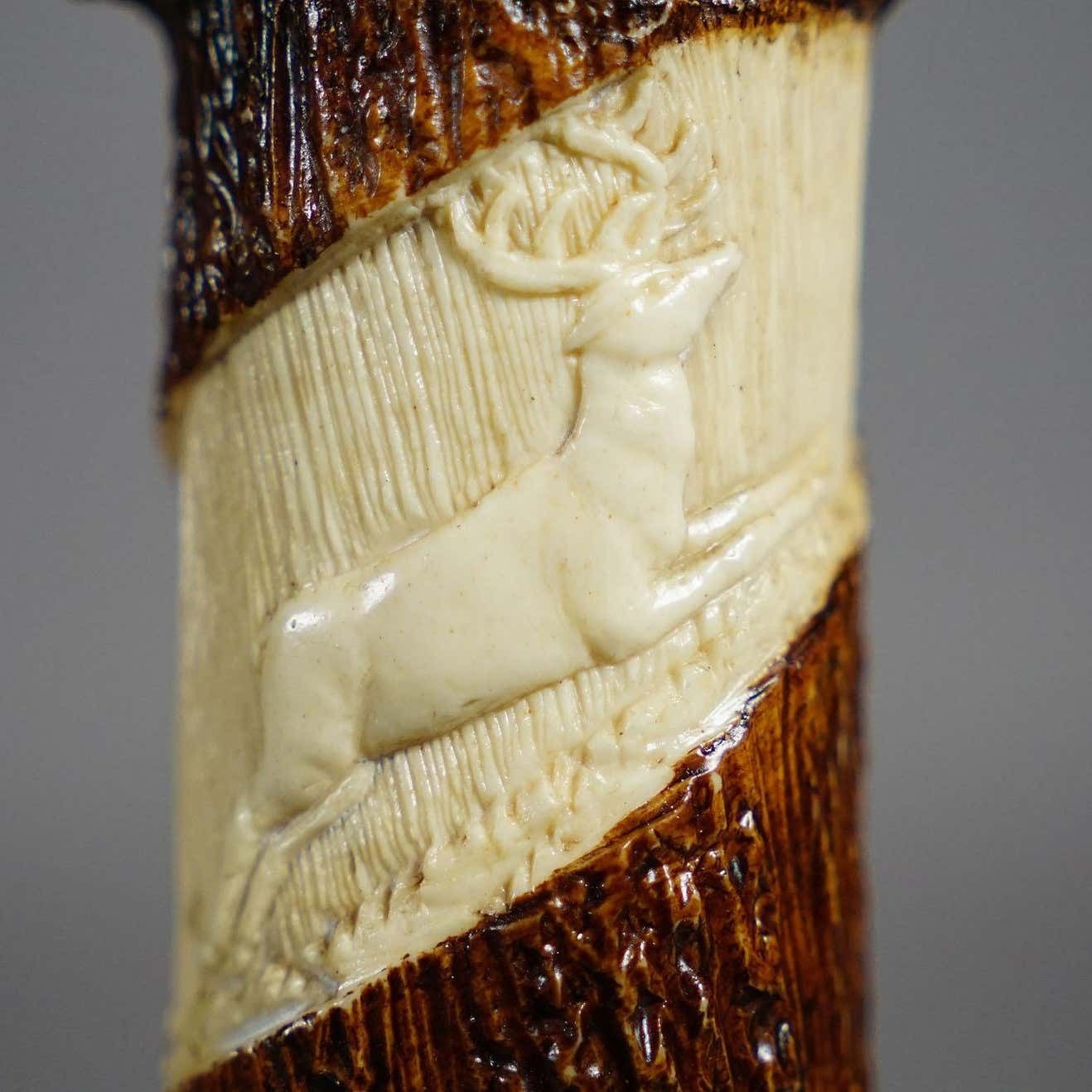 1564.0 Pair Of Victorian Antler Candle Holders With Fine Carvings Germany Ca. 1880 photo