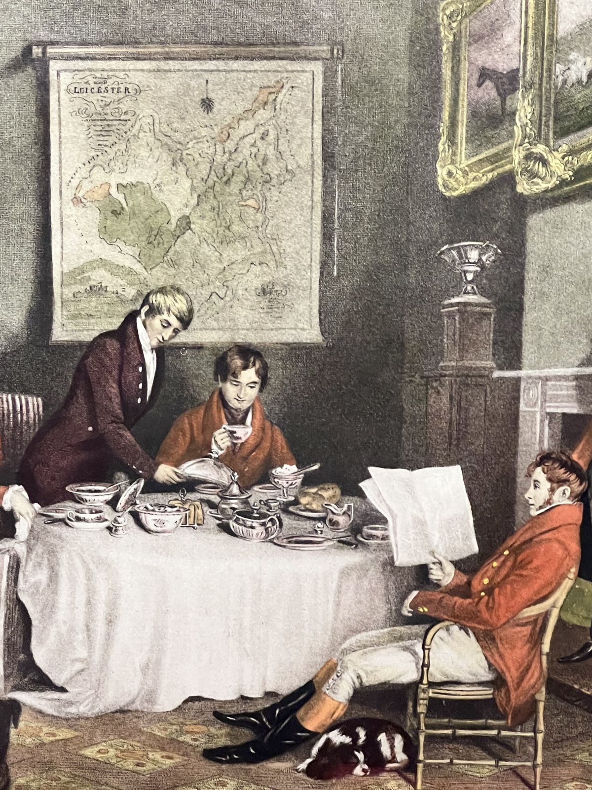 'The Melton Breakfast' Hand Tinted Lithography After Hudgson And Graves 1839 Publication Set In Acanthus Gilt Wood Frame photo Art