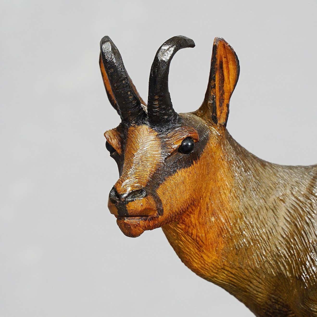Carved Wood Chamois Family By Ernst Heissl Ebensee Austria Circa 1900 photo buy