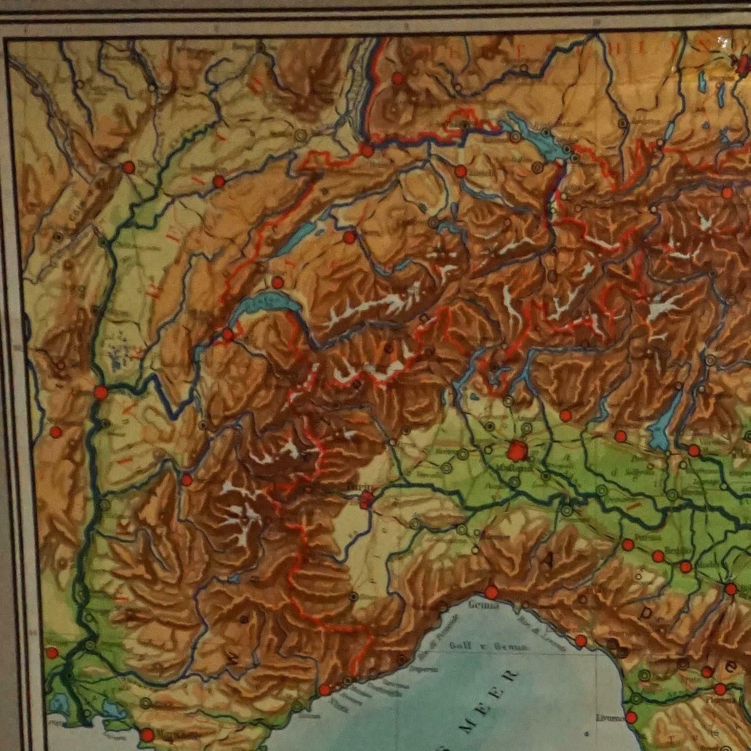 Vintage Pull Down Map The Italien Peninsula Italy Mediterrian Sea Region photo furniture