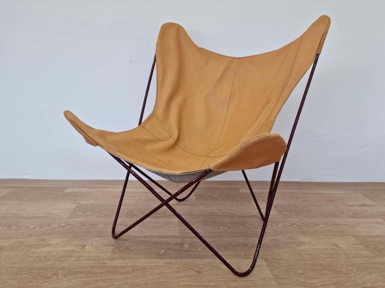 Vintage Mid Century Bkf Hardoy Butterfly Chair  1970s photo for sale