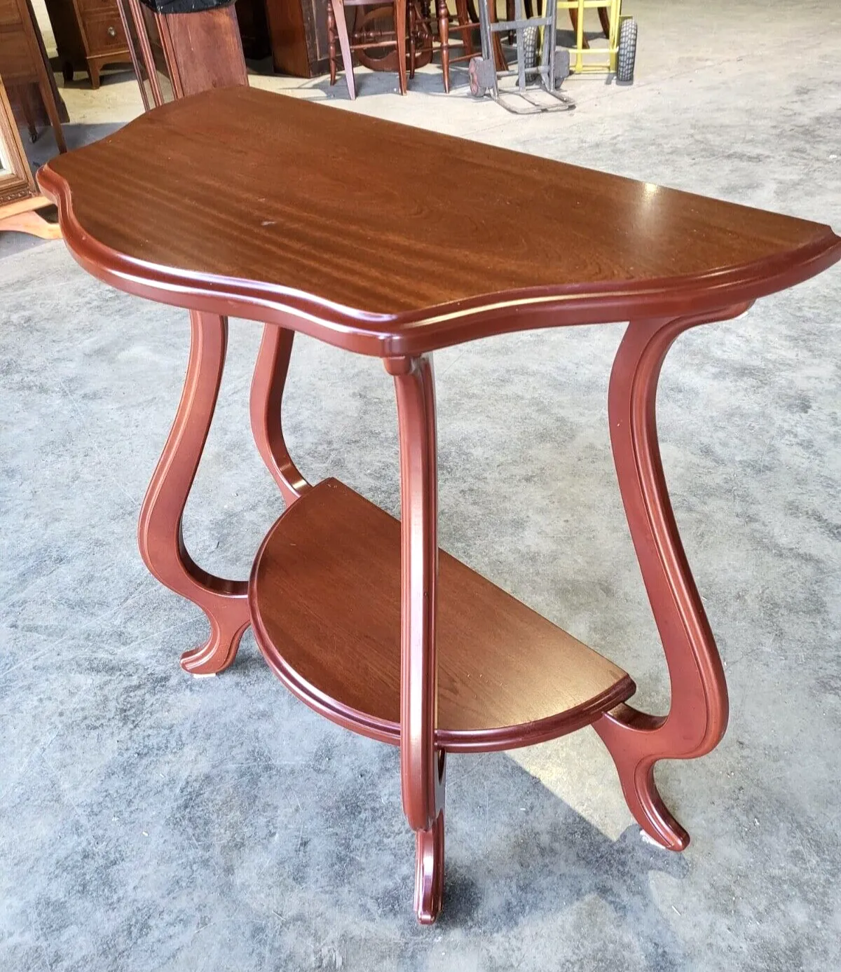 Antique Repro French Serpentine 2 Tier Console Hall End Lamp Table Tall photo 165.0