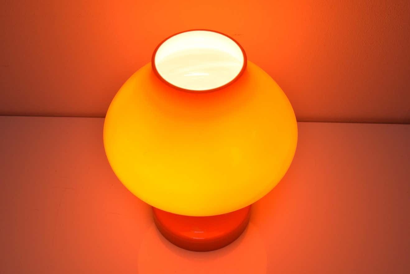 All Glass Orange Table Lamp By Valasske Mezirici1970's photo buy