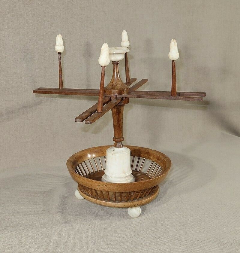 Small Wool Dispenser In Wood And Alabaster, Early 19th Century photo furniture