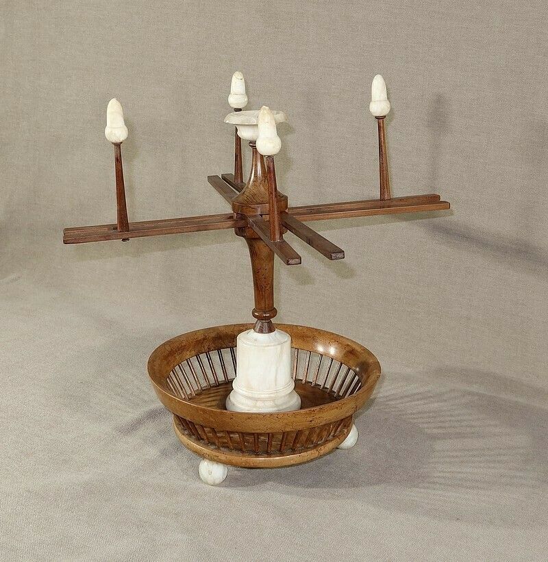 Small Wool Dispenser In Wood And Alabaster, Early 19th Century photo for sale