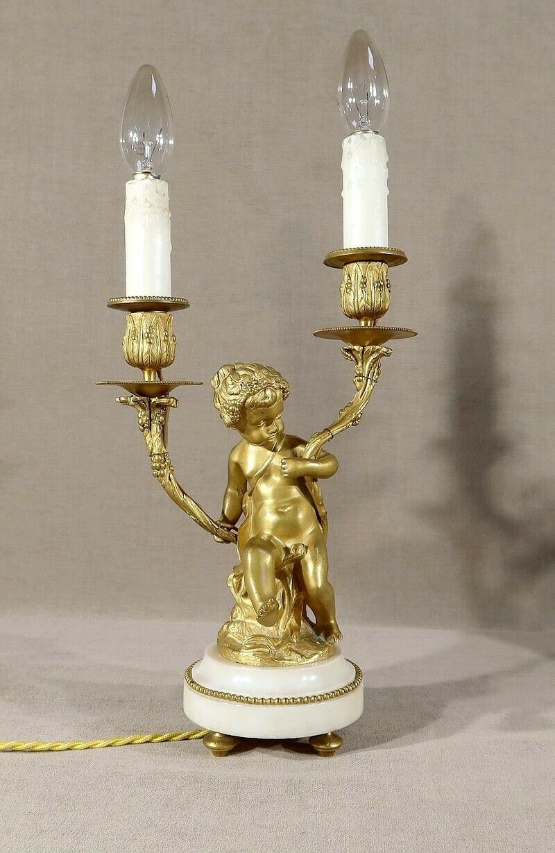 Pair Of Candlesticks In Gilt Bronze, Louis XVI Style, 19th Century photo vintage