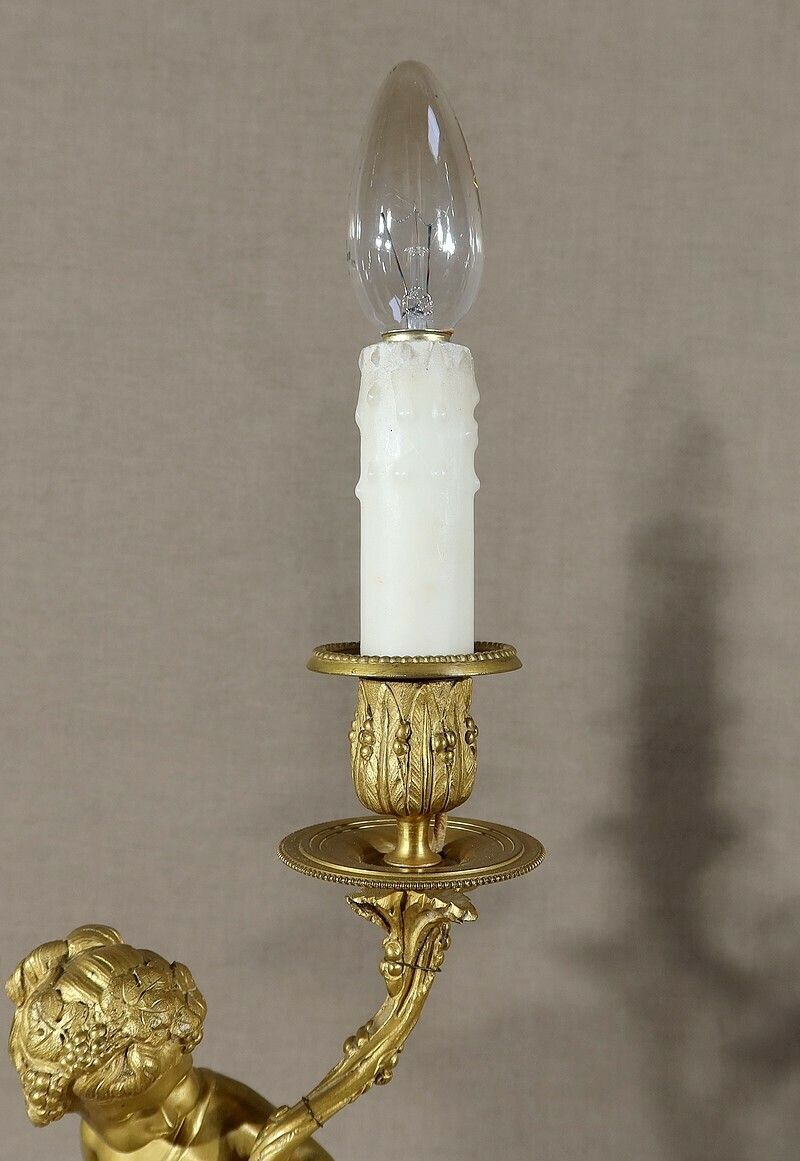 photo furniture Pair Of Candlesticks In Gilt Bronze, Louis XVI Style, 19th Century
