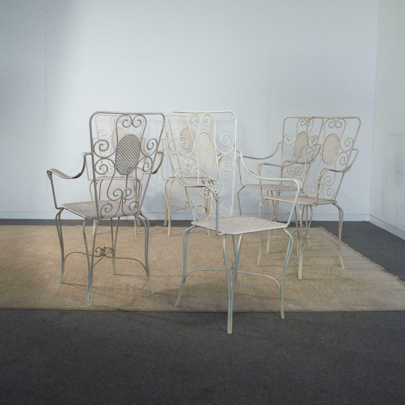 Casa E Giardino, Six White Painted Metal Chairs, 1942 photo Furniture
