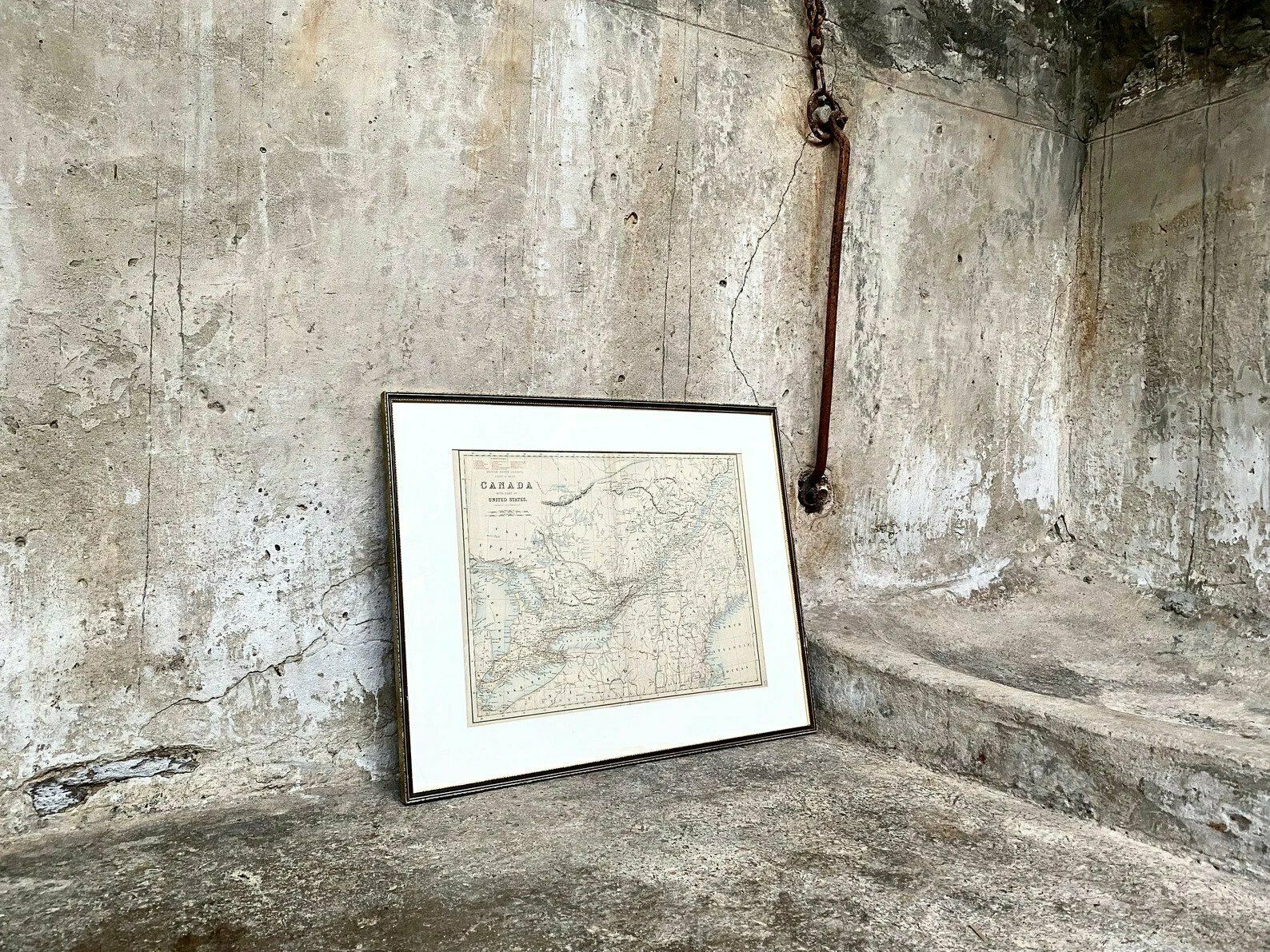 Antique Canada & United States Map   A. Fullarton C1865 photo furniture