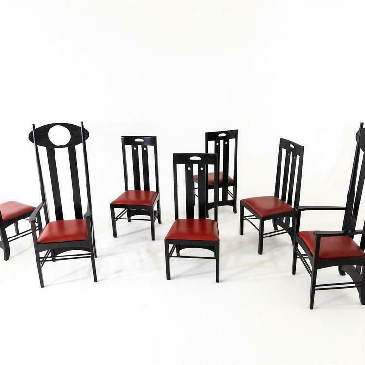 Meubels Stoelen In De Stijl Van Charles Rennie Mackintosh, Vermoedelijk Jaren 1970 photo
