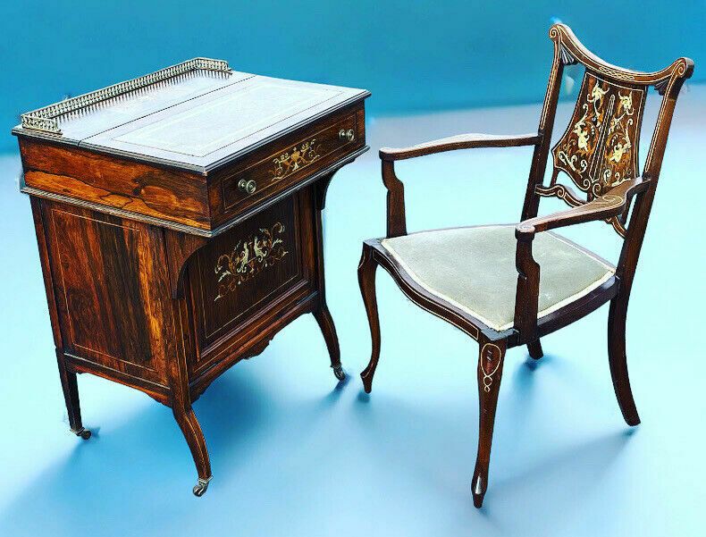Victorian Rosewood Davenport Desk And Chair Possibly By James Shoolbred