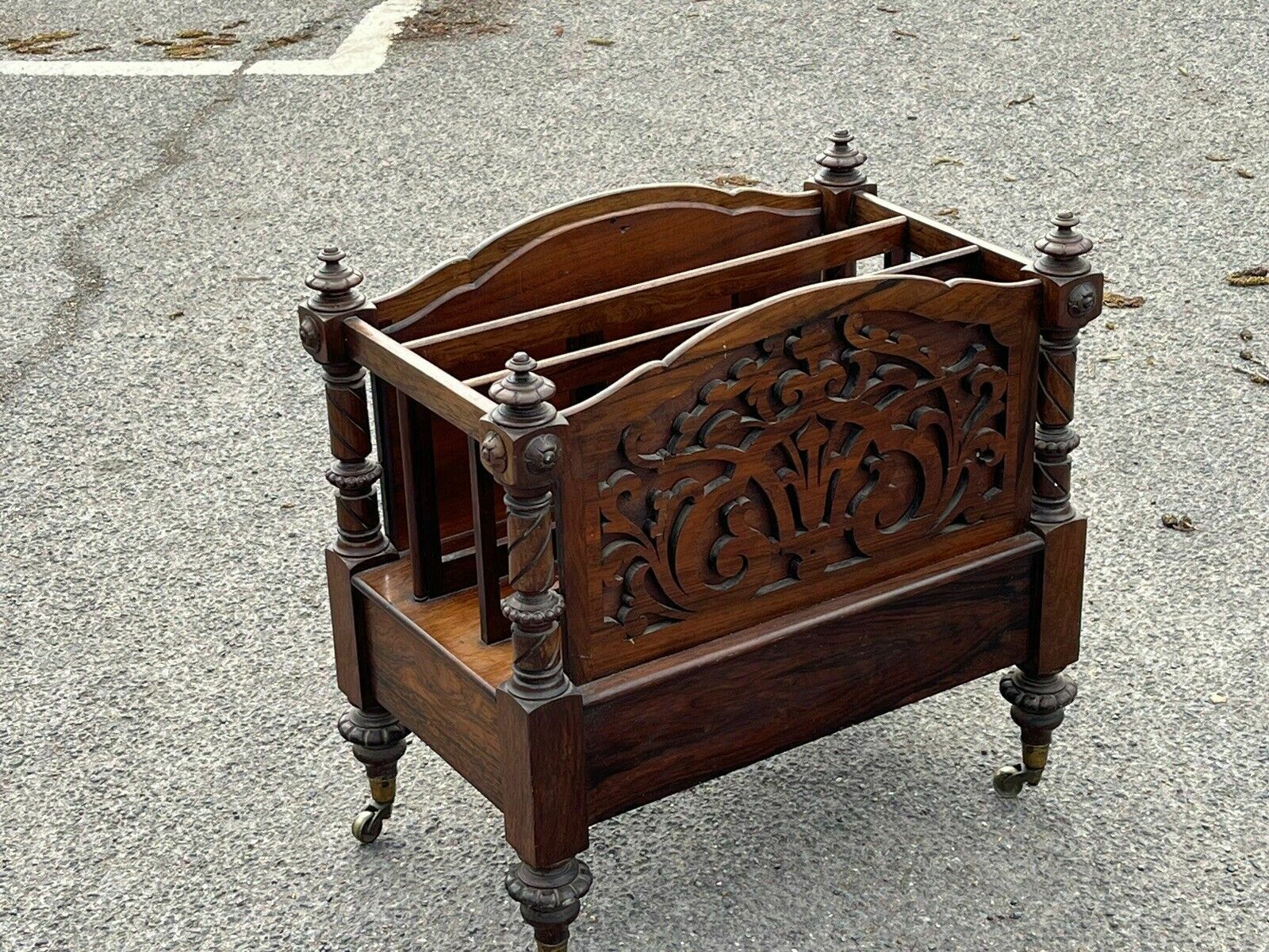 Victorian Rosewood Canterbury Magazine Rack With Drawer photo vintage