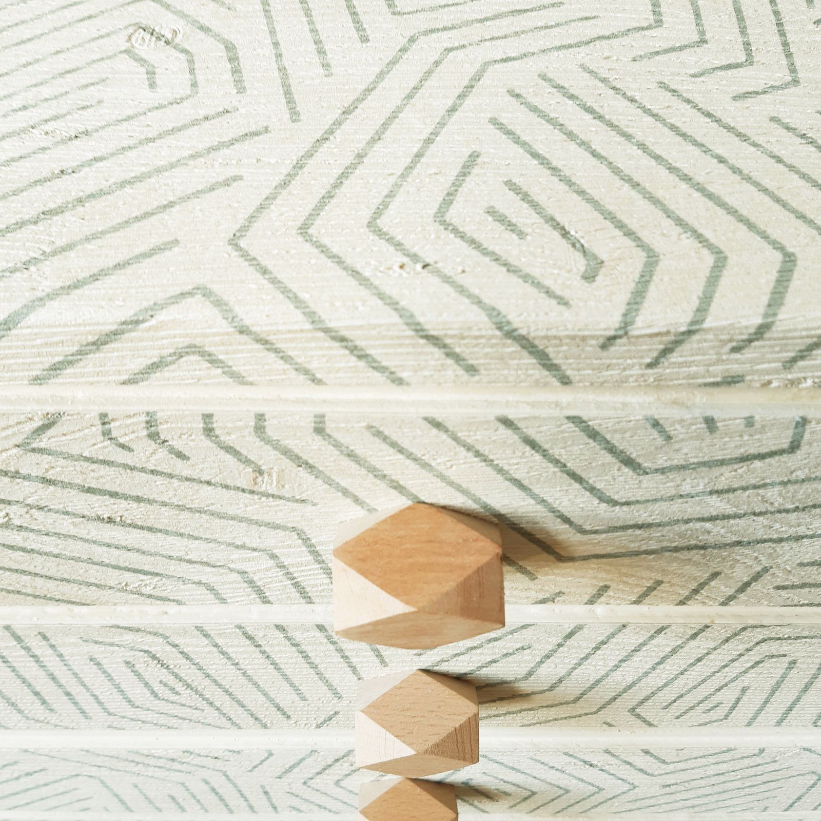 "Sahara Rhythm" Restyled Chest Of Drawers By Habitat Improver With Textured Wallpaper, Paint And Wood Knobs photo buy