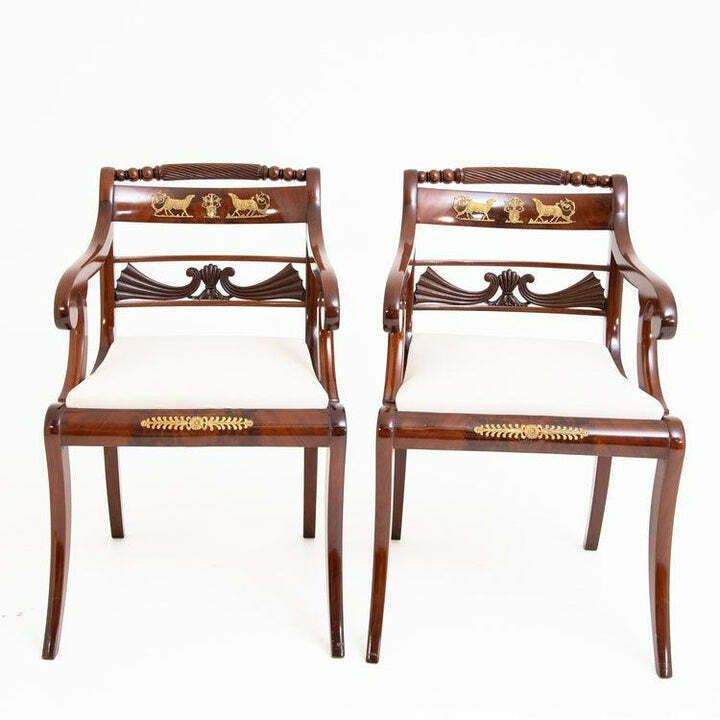 photo vintage Set Of Eight Dining Room Chairs And Armchairs, Northern Germany Around 1830