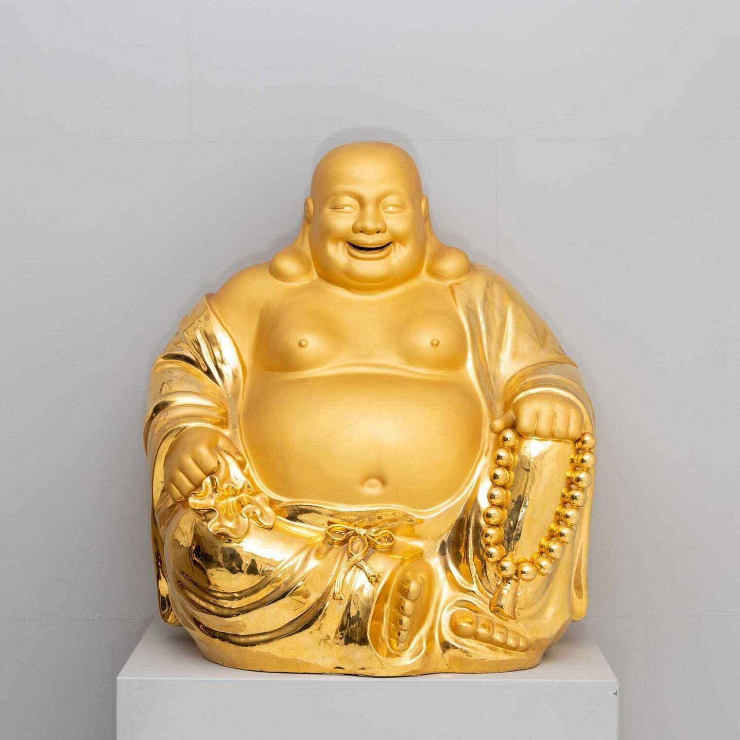 Bouddha rieur doré en porcelaine, XXe siècle photo furniture