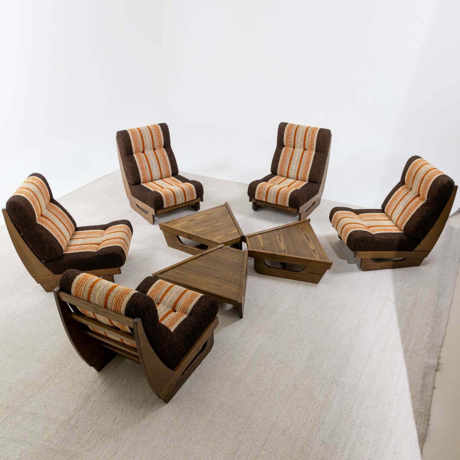 photo for sale Modular Seating Group With Five Lounge Chairs, Italy 1950s