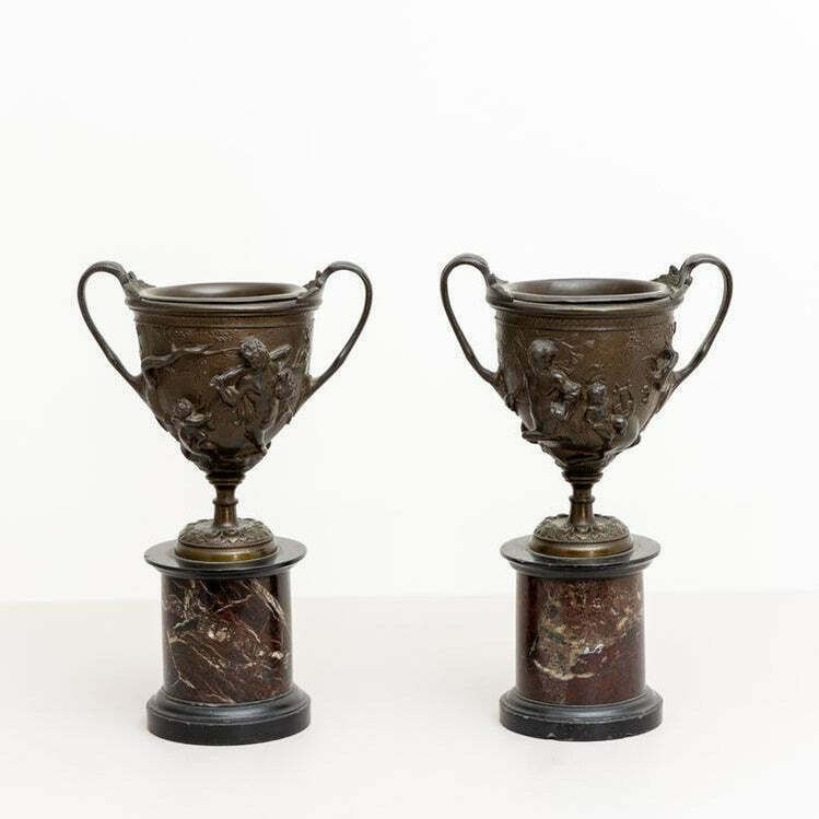 Bronze Tazzas After A Pompeian Antique, Italy 19th Century