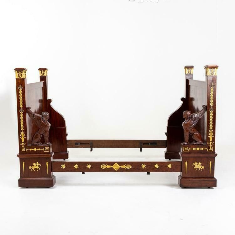 Empire Bed With Winged Caryatids And Firegilt Bronze Applications, France Circa 1815/20 photo vinterior