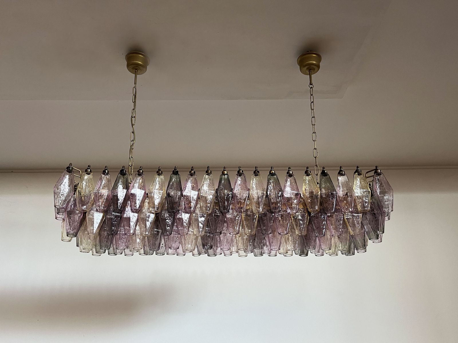 Elegant Murano Poliedri Chandelier   Carlo Scarpa   138 Multicolored Glasses