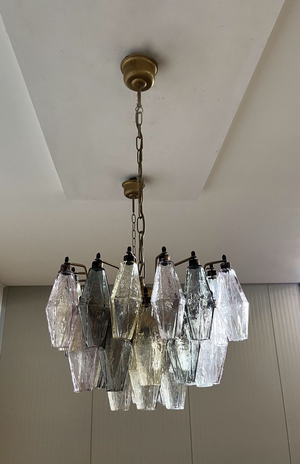 photo vinterior Elegant Murano Poliedri Chandelier   Carlo Scarpa   138 Multicolored Glasses