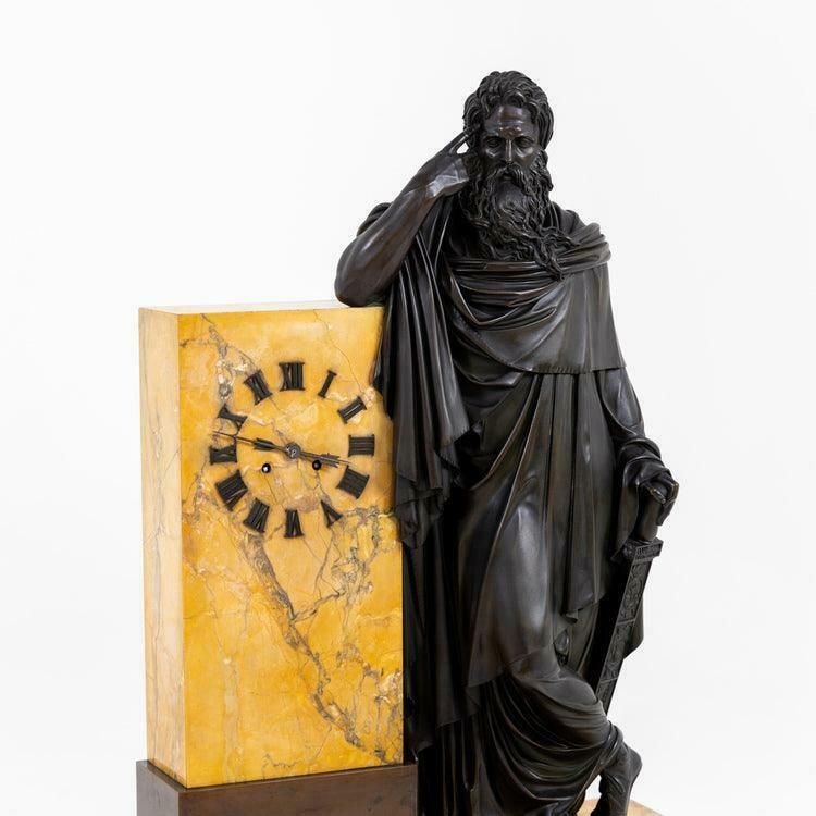Bronze Mantel Clock, Restauration Period France, Movement Dated 1827. photo for sale