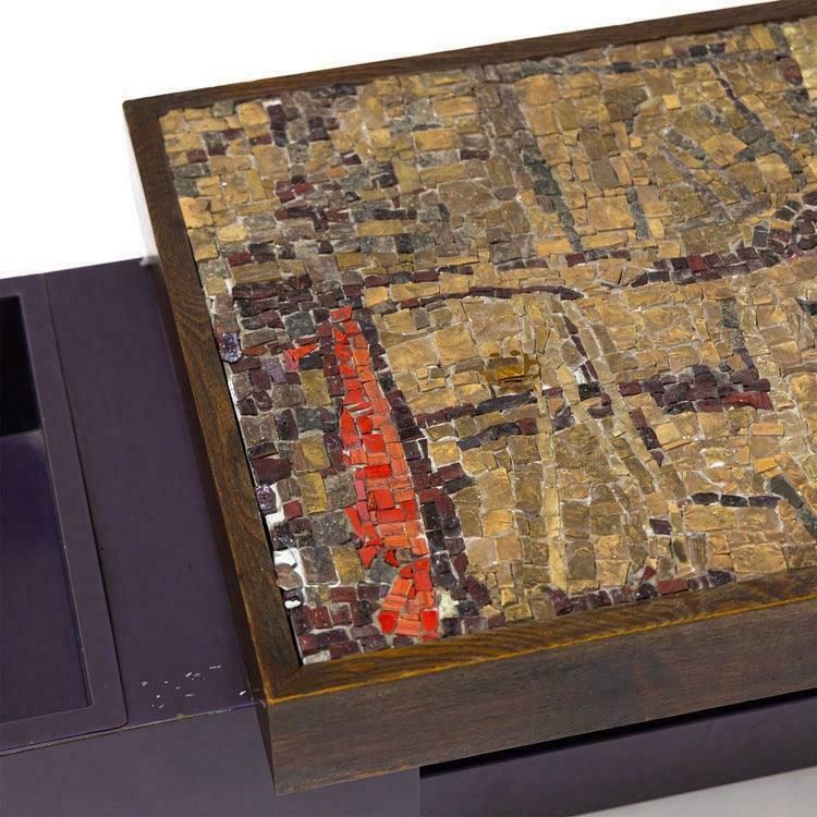Coffee Table With Stone Mosaic, Probably Italy, Mid 20th Century photo vinterior