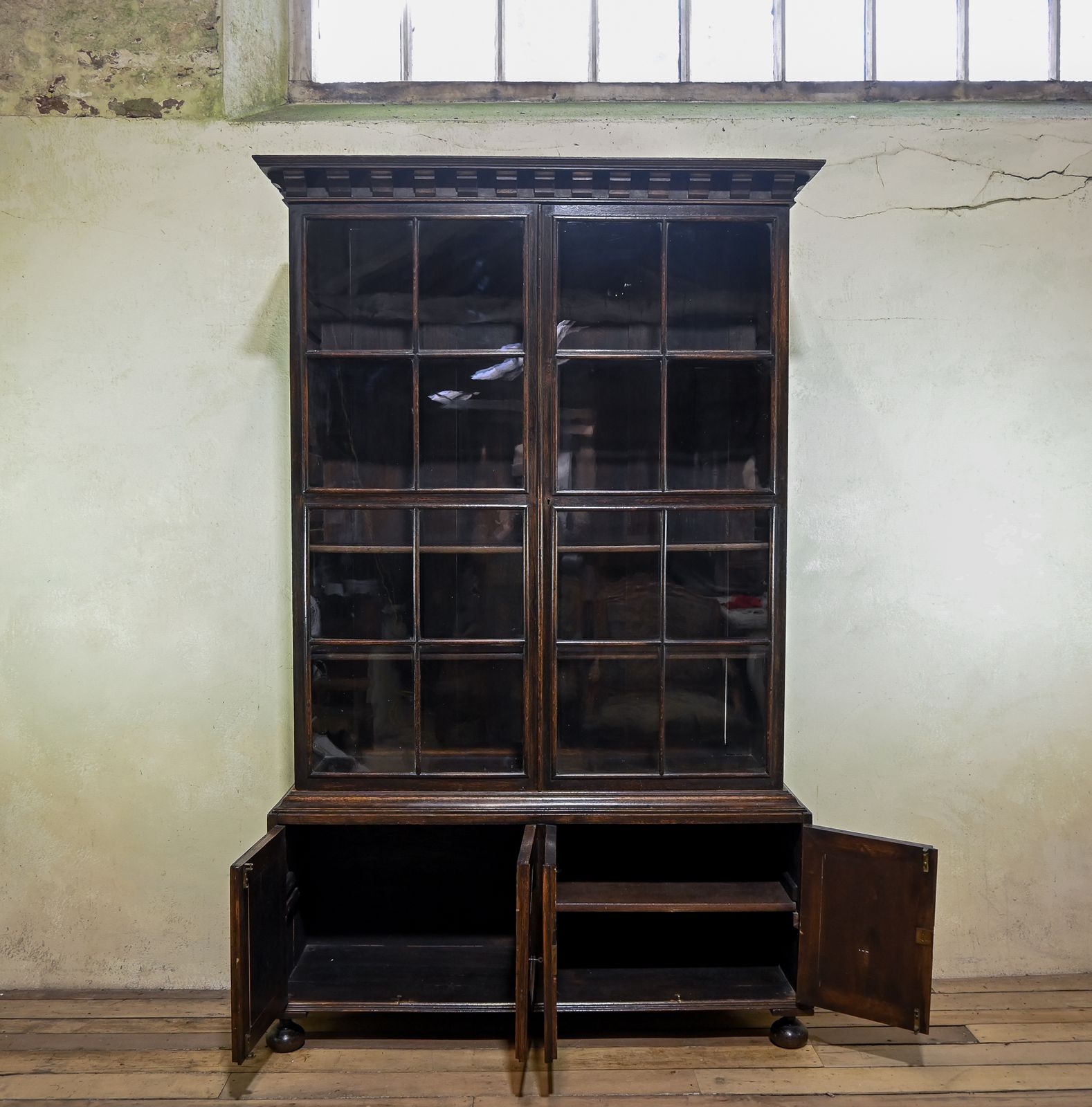 photo vintage 19th Century Glazed Bookcase Cabinet Manner Of Samuel Pepys