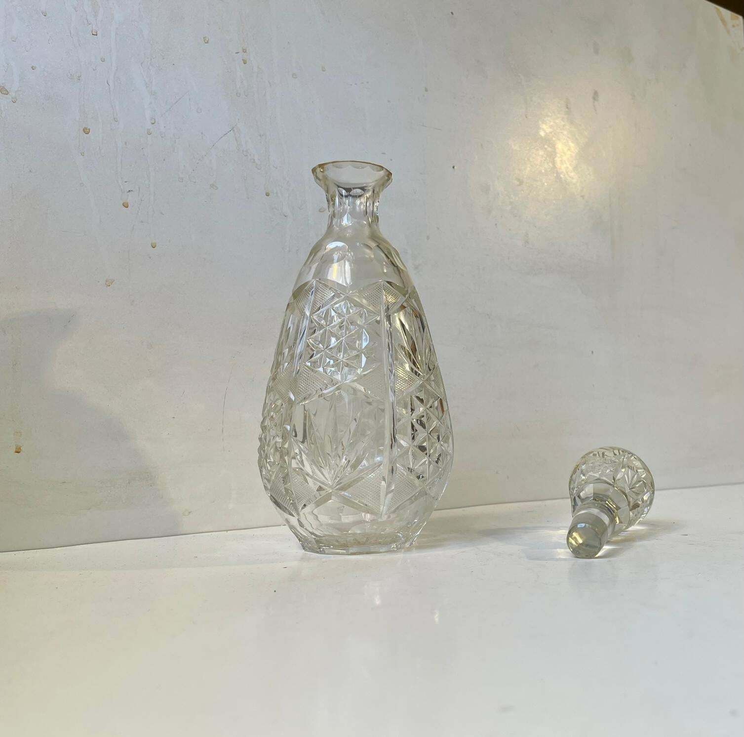 French Midcentury Cut Crystal Decanter From Cristal De Lorraine, 1950s photo furniture